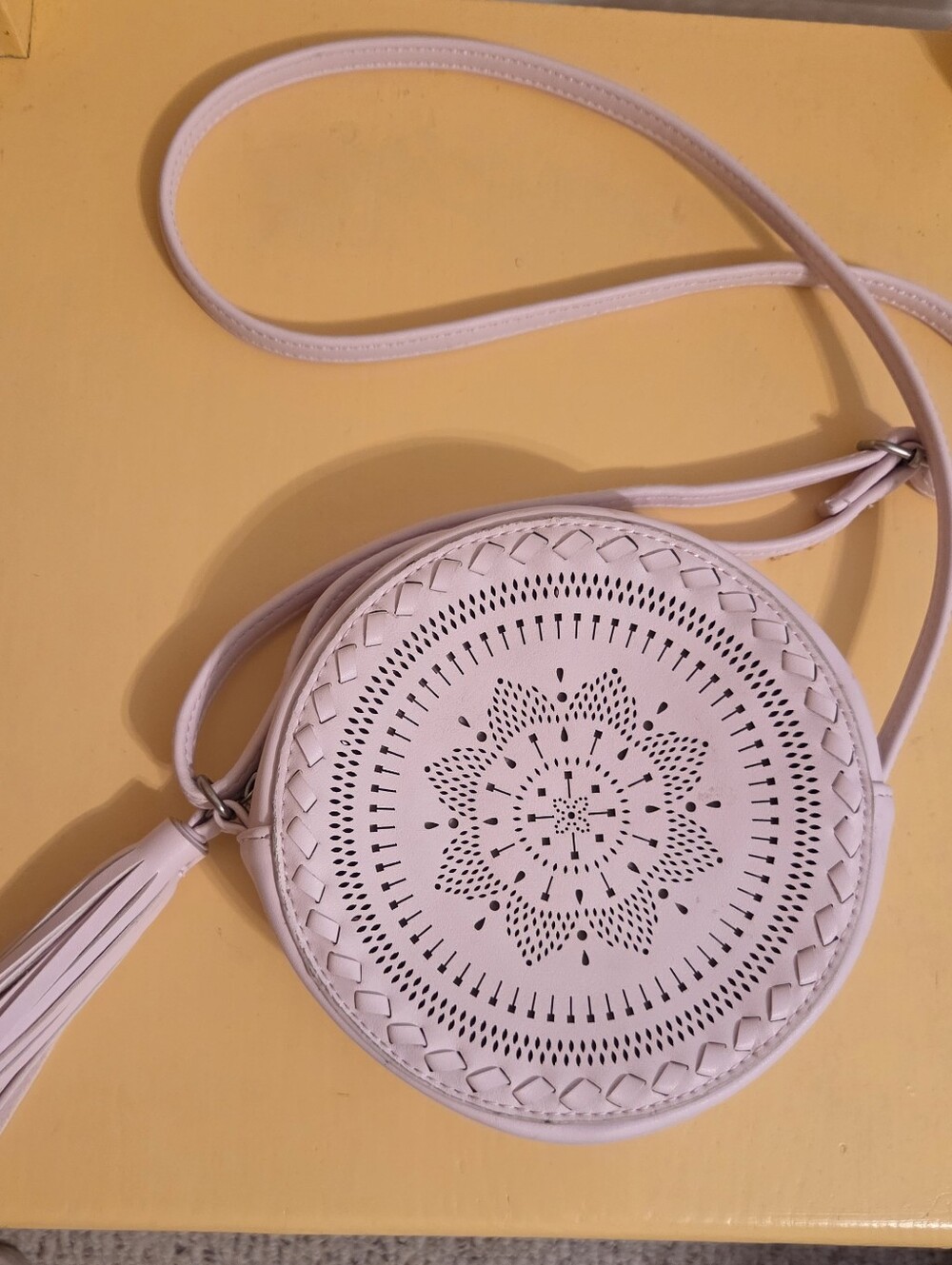 Art Class Blush Round Mandala Cut Design Crossbody Bag